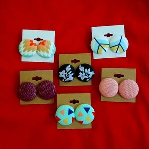 Hand Crafted Button Earrings - Lot of all 6 pairs